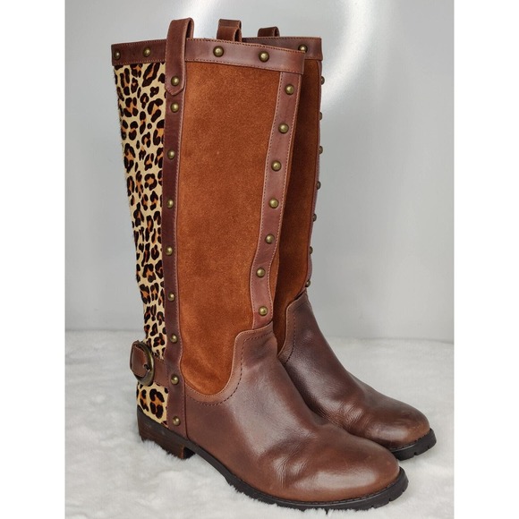 Steve Madden Brown and Leopard Ankle Boots - Picture 3 of 9